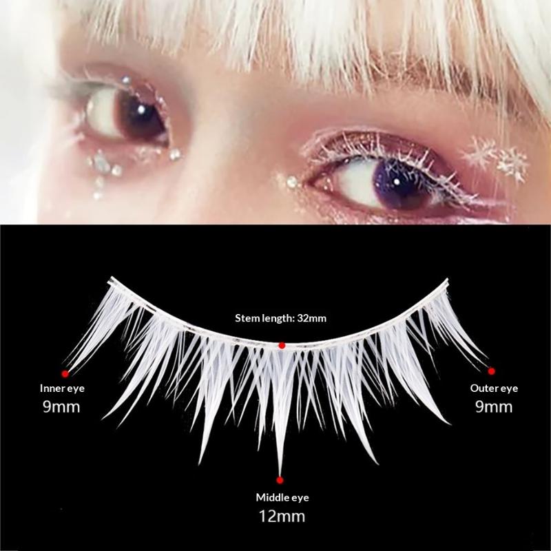 Eyelash Extension Natural - 3 أزواج من الرموش البيضاء للكوسبلاي،