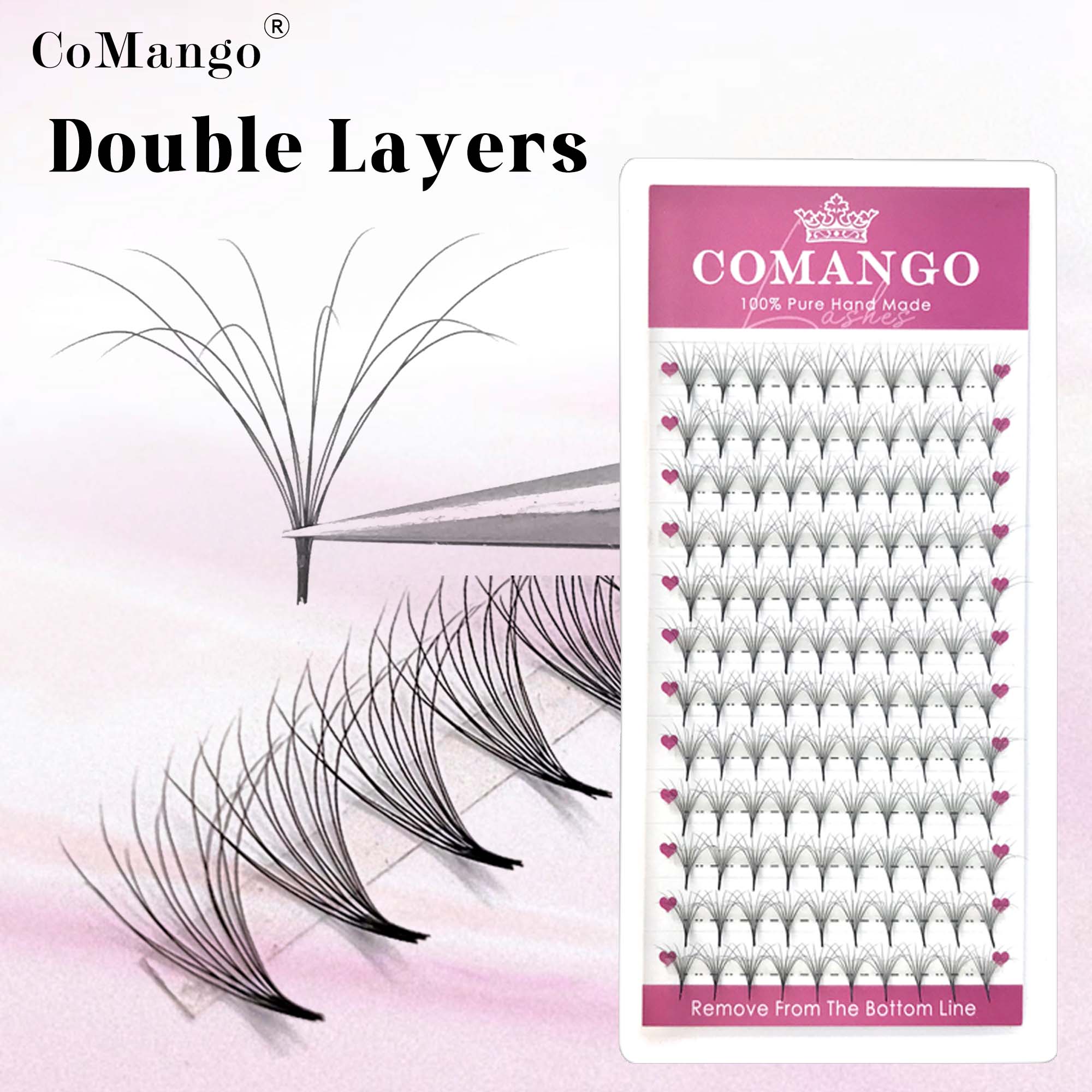 Eyelash Extension Mega Volume - COMANGO جميل طبقة مزدوجة رقيق رقيق