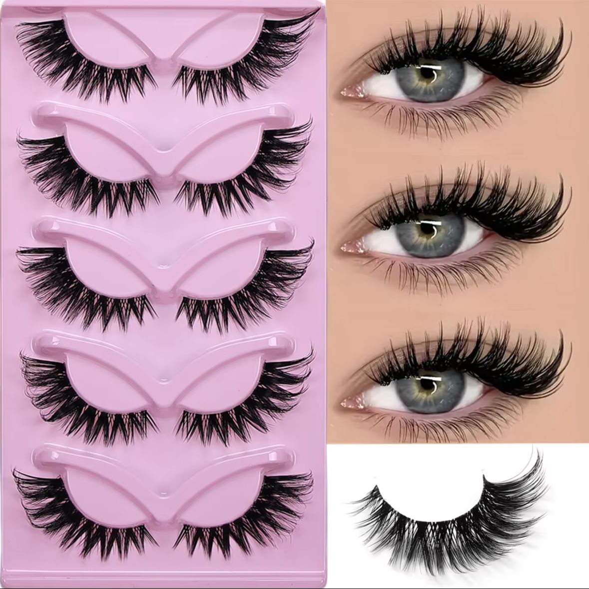 Eyelash Extension Volume Cat Eye - 5 أزواج من الرموش الصناعية على