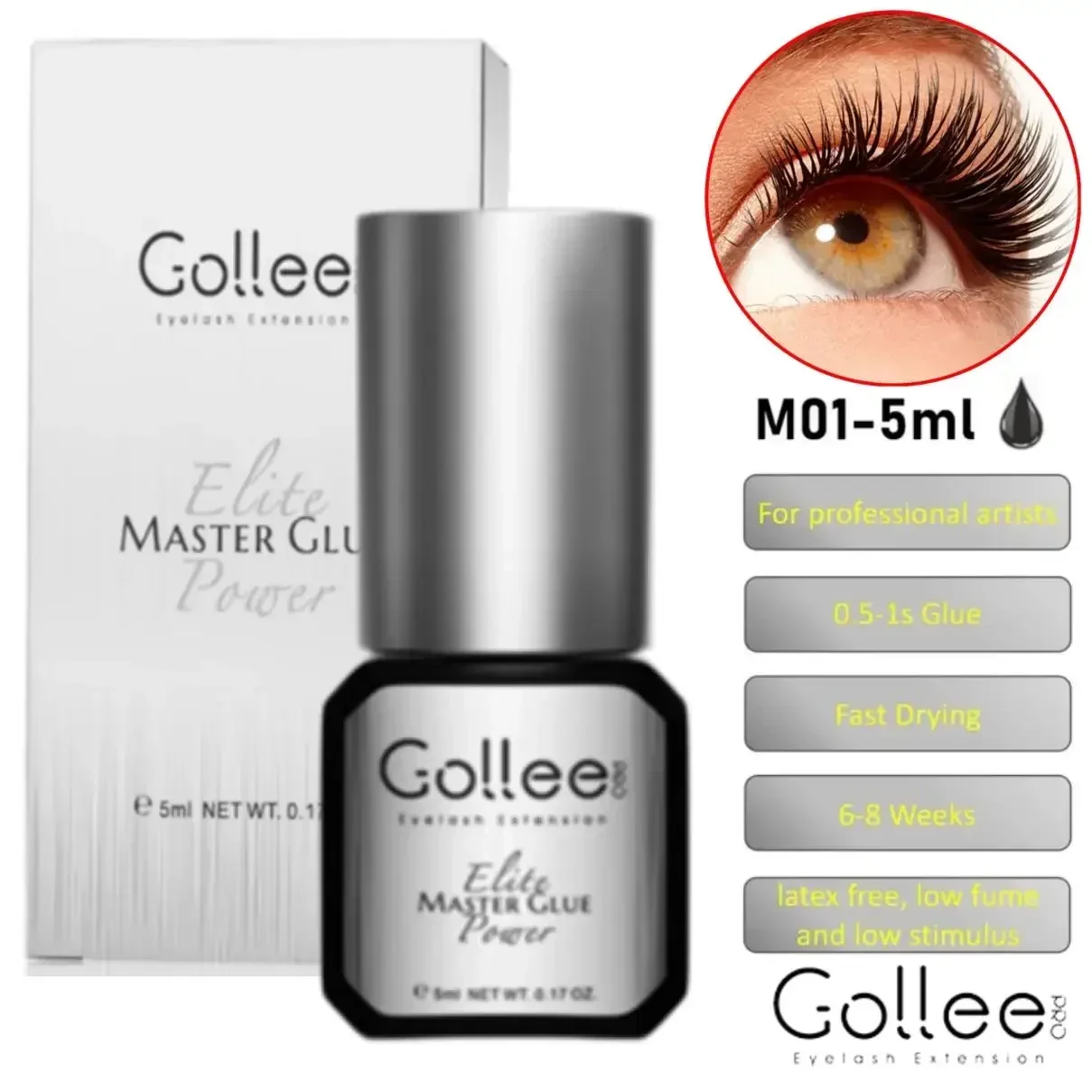Eyelash Extension Gel Remover - Gollee-صمغ أسود قوي للغاية لتمديد الرموش