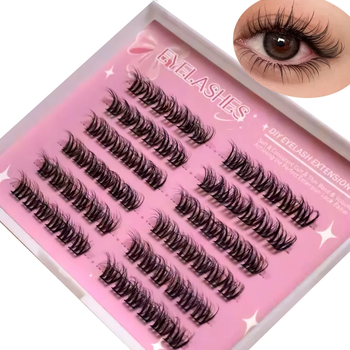 رموش صناعية من AMSDCN، 10 صفوف - مراجعة Eyelash Extension For Big Eyes وسعره